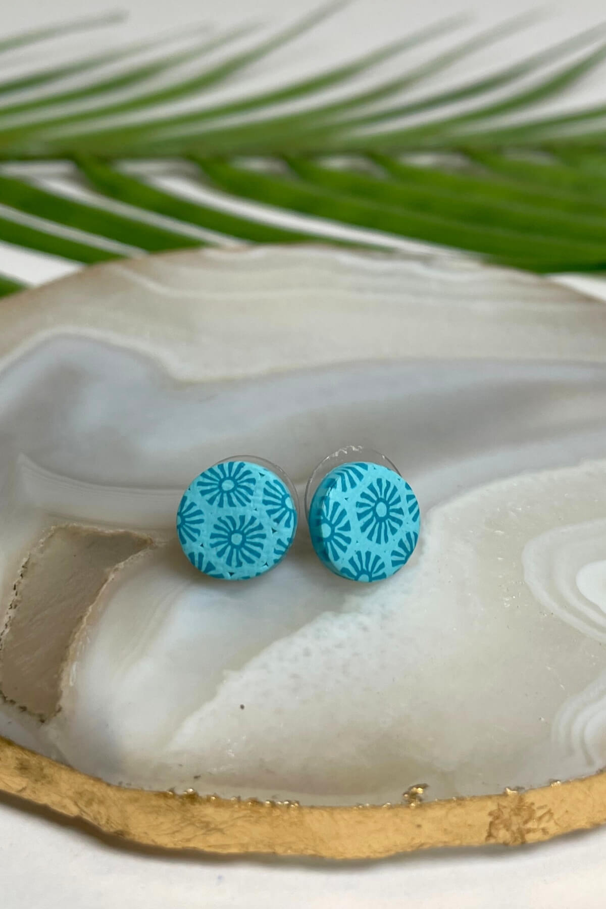 Samunnat Polymer Clay Stud Earrings made in Nepal - Powder Blue