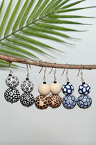 Double drop polymer clay earrings made in Nepal