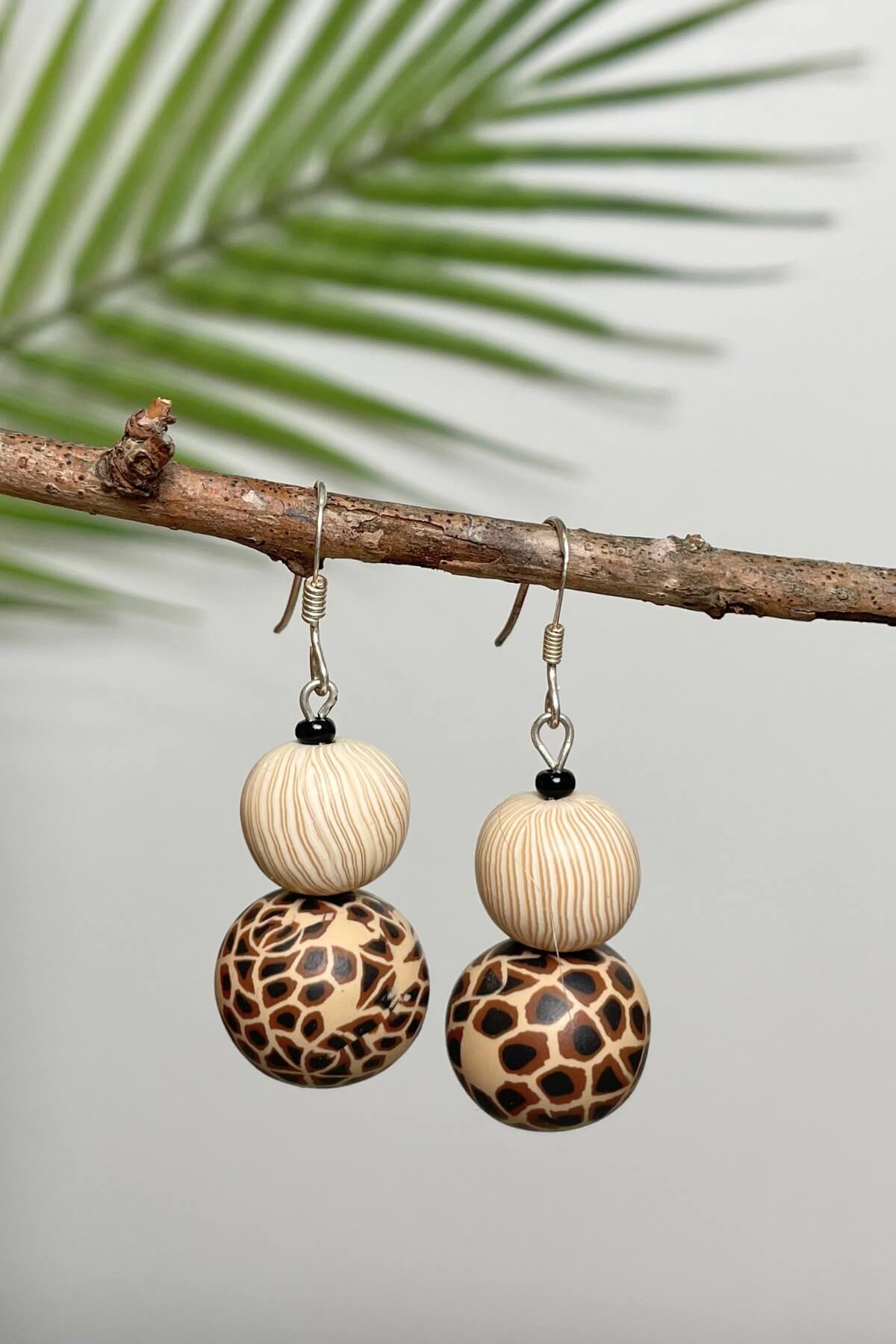 Double drop polymer clay earrings made in Nepal – Wild Thing