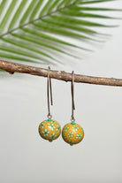 Fair trade polymer clay single drop earrings – mustard