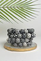 Fair trade polymer clay bracelets made in Nepal – black and white