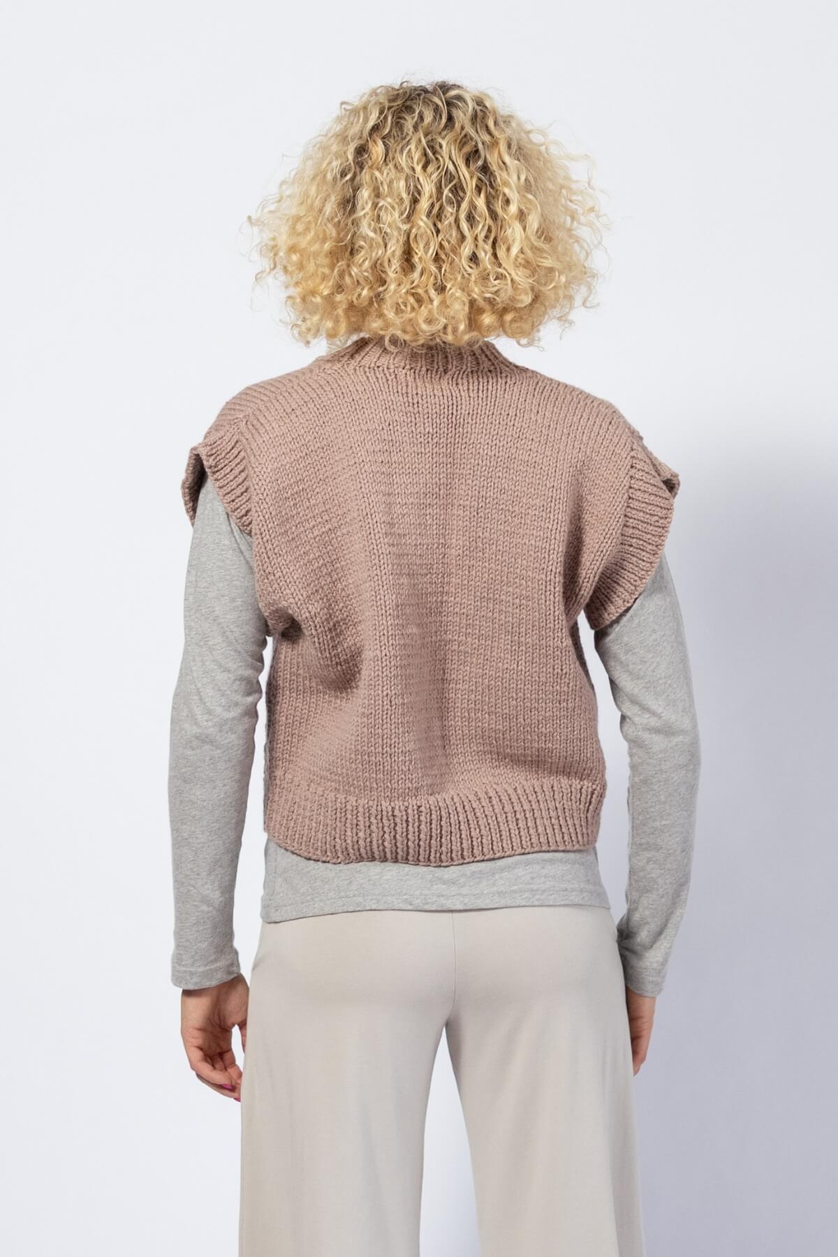 Cropped Merino Wool Vest for Women - rear view