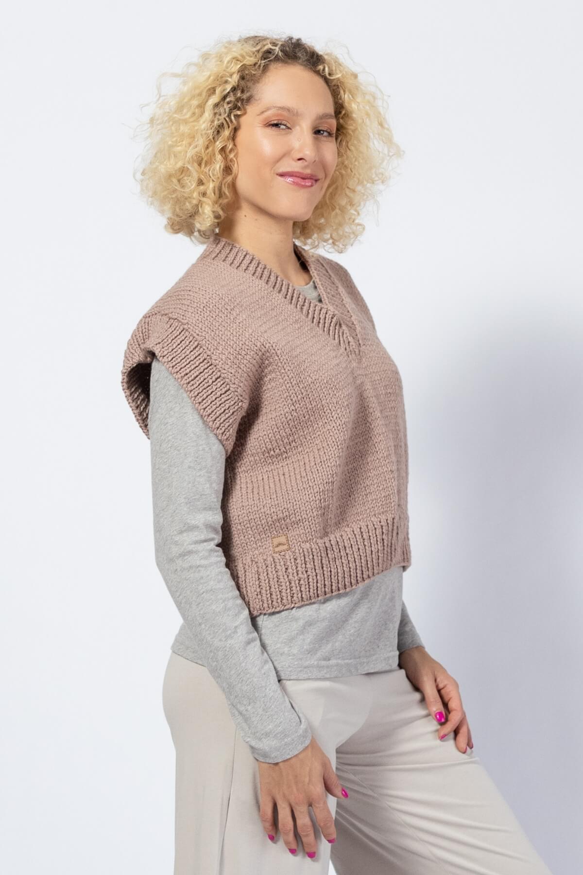 Cropped Merino Wool Vest for Women - right side view