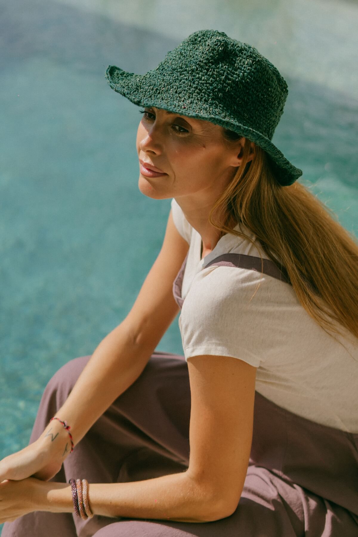Surya Crochet Hemp and Cotton Hat - Green
