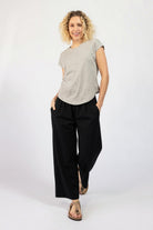 Comfortable everyday muslin cotton pants for women - black