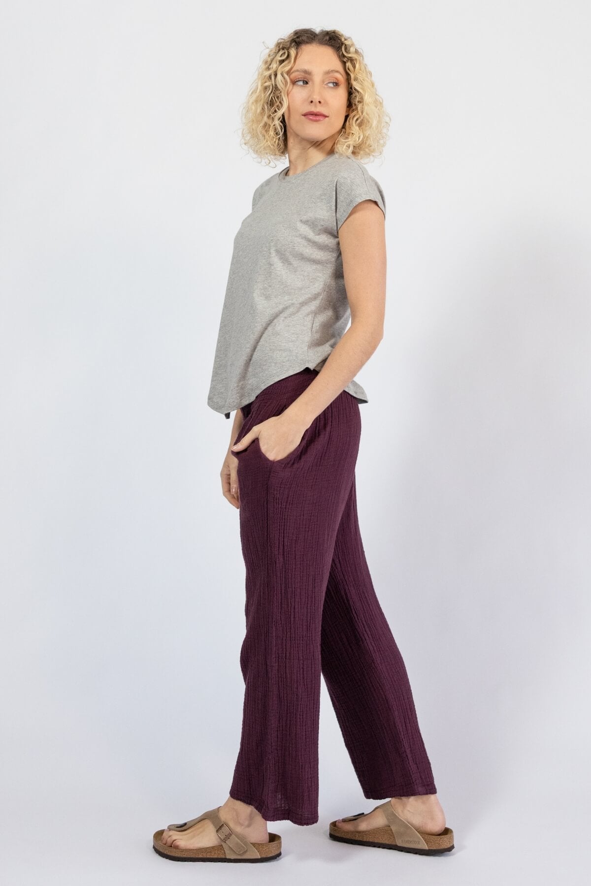 Muslin Cotton Everyday Pants for Women - left side view