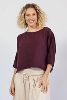 Lightweight muslin cotton top for women – wine