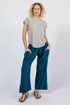 Everyday Muslin Cotton Pants for Women - Turquoise