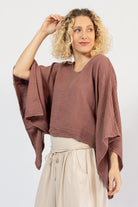 Kimono sleeve muslin cotton top for women – left side view