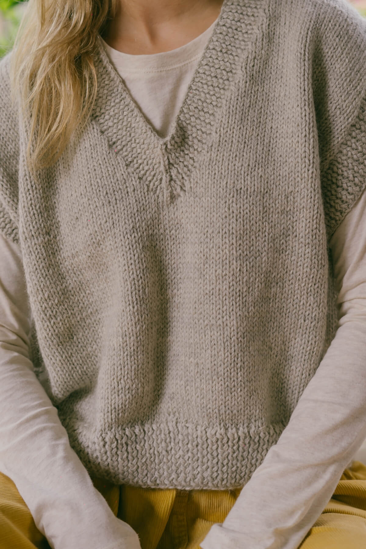 Ethical Merino Wool Vest for Women - handmade detail
