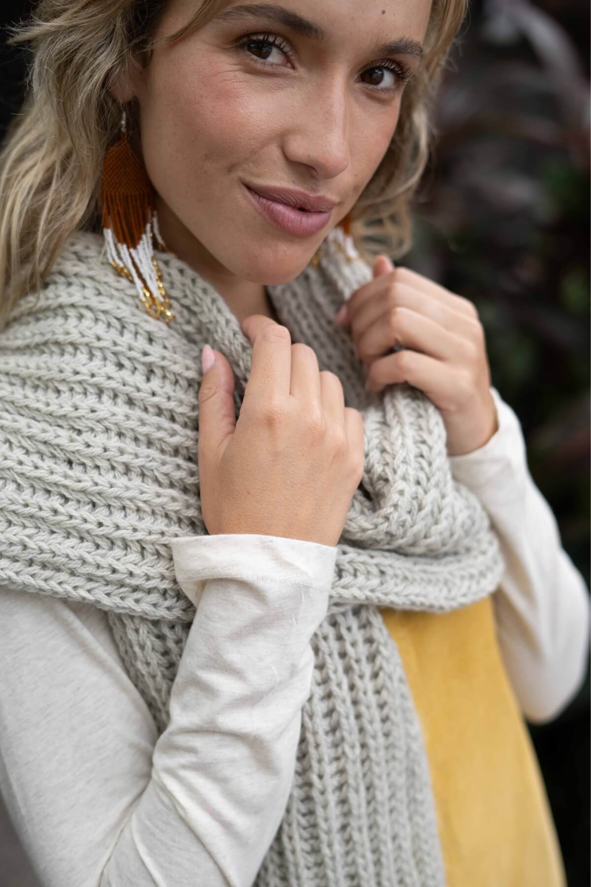 Surya Merino Wool Scarf for Women - hand knitted