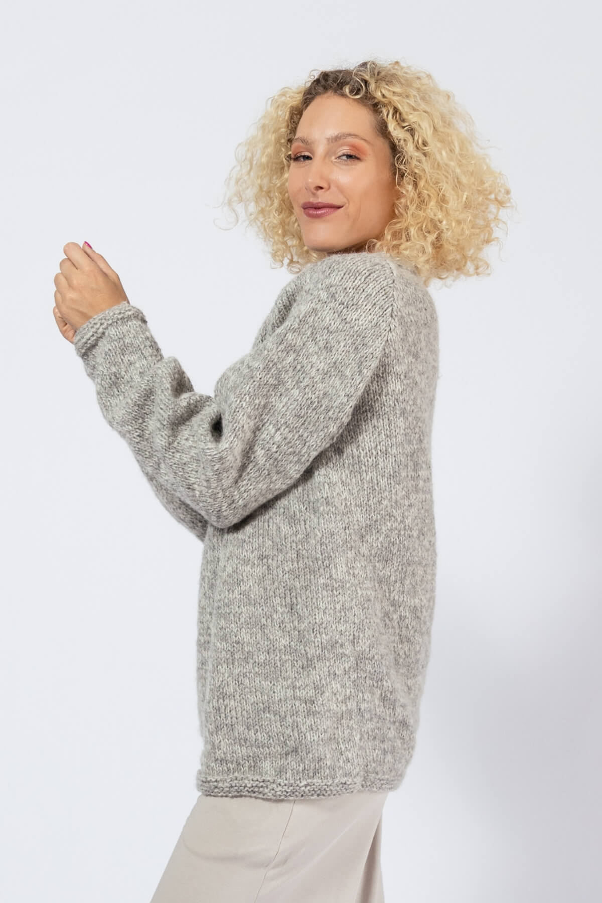 Oversized Wool Sweater for Women - left side view