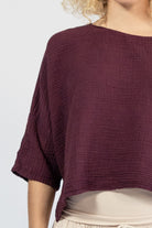 Lightweight muslin cotton top for women – crinkle cotton detail