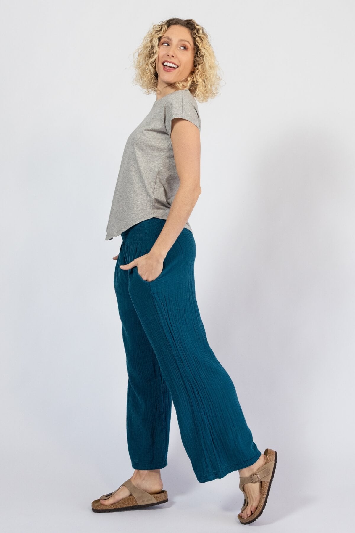 Everyday Muslin Cotton Pants for Women - left side view