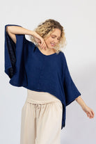 Kimono sleeve muslin cotton flow top for women – wide billowing sleeves