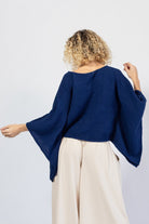 Kimono sleeve muslin cotton flow top for women – rear view