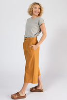 Surya Organic Denim Jacquard Capri Pants - left side view
