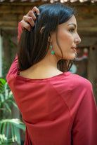 Organic French Terry Cotton Oversized Sweater - crew neckline detail