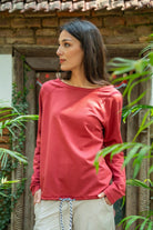 Organic French Terry Cotton Oversized Sweater - Masala Red