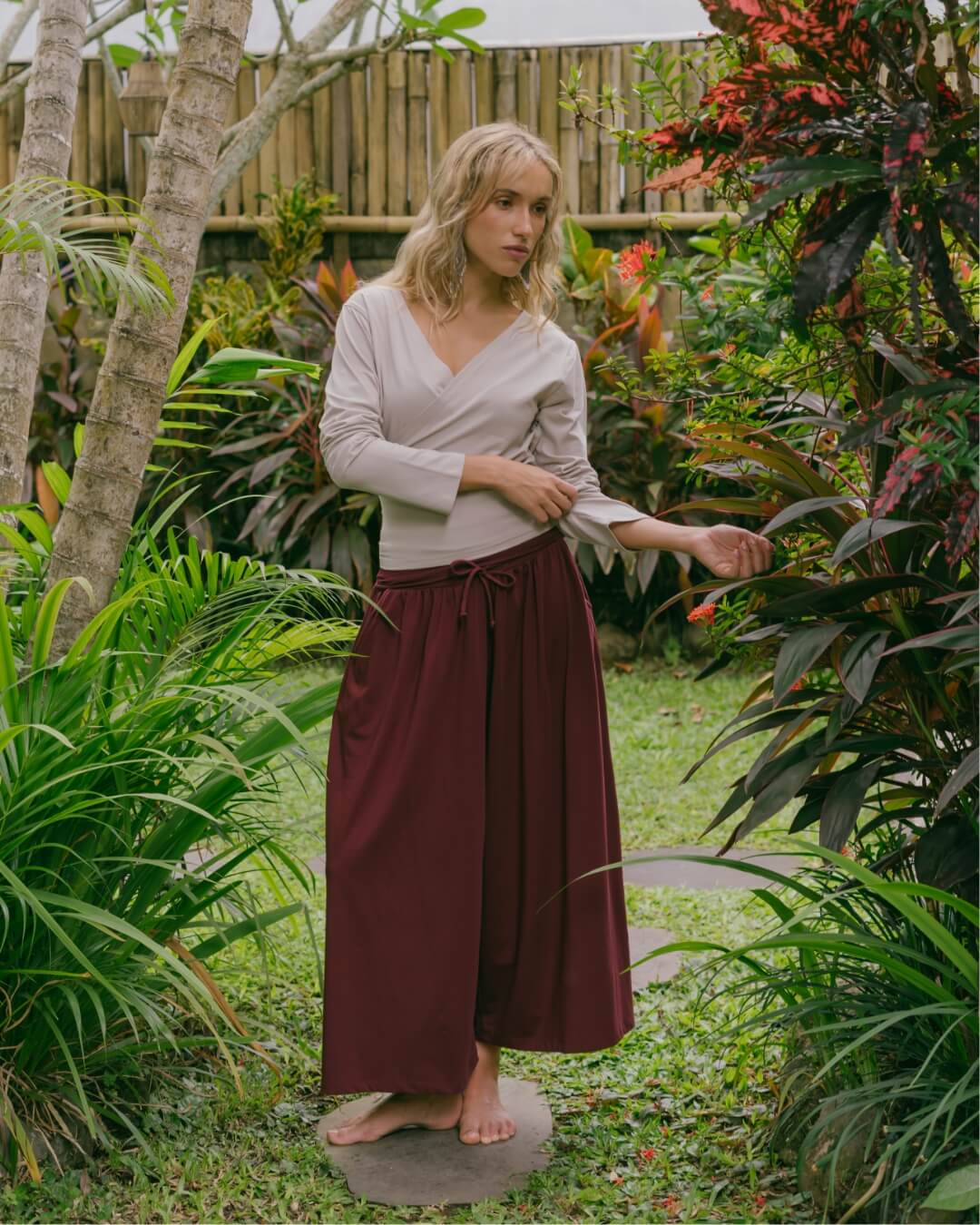 Organic cotton wide leg palazzo pants for women