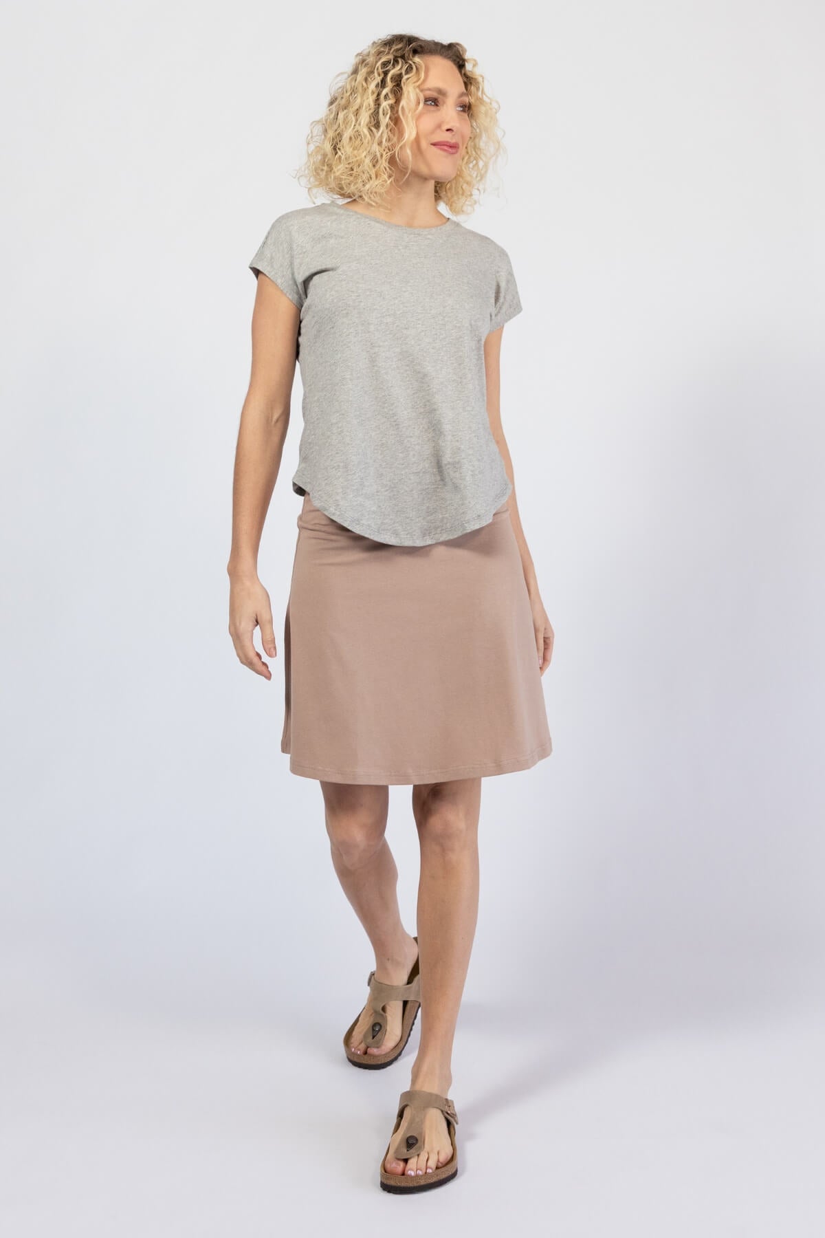 Organic cotton mid length skirt for women - French vanilla