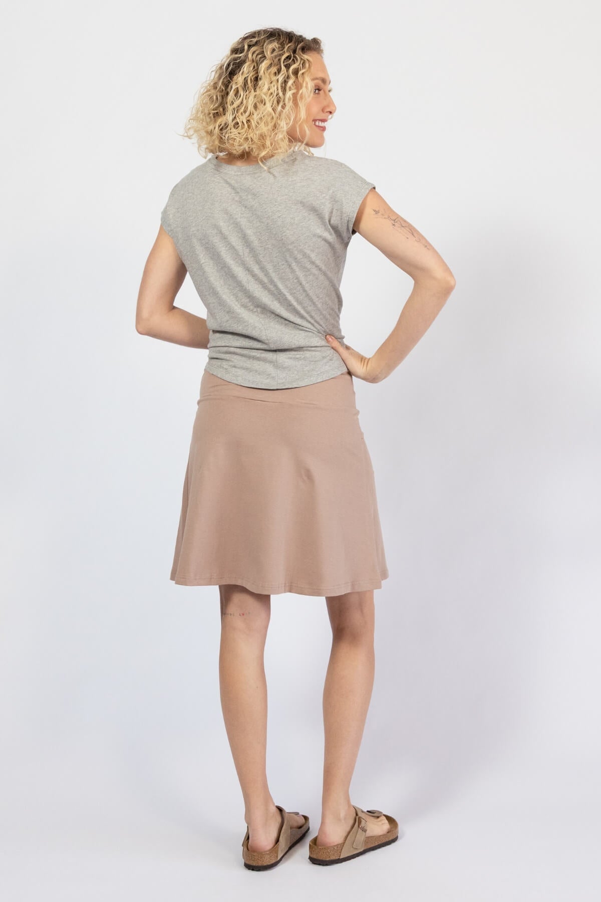 Organic cotton mid length skirt for women - rear view