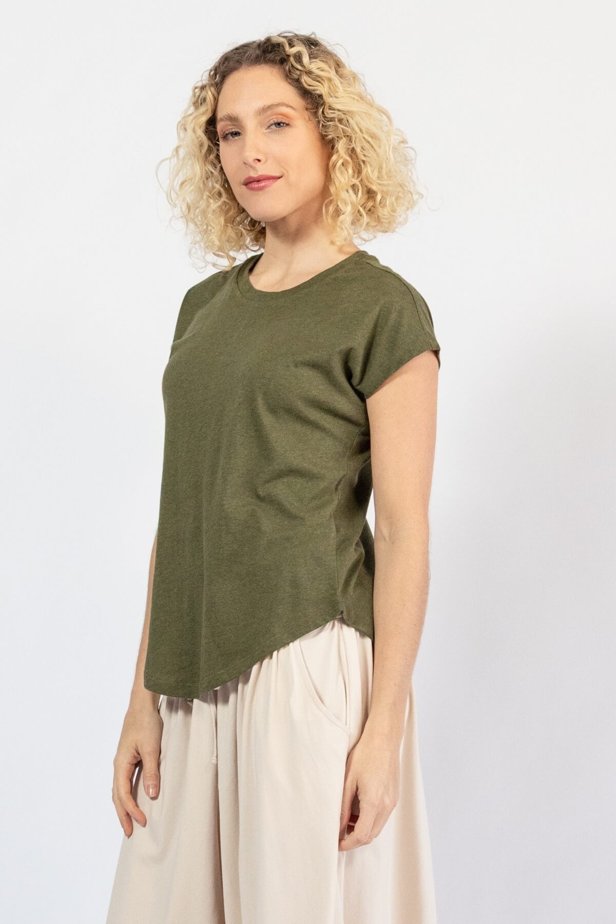Surya Australia Organic Cotton Basic Tee made in Nepal - left side view