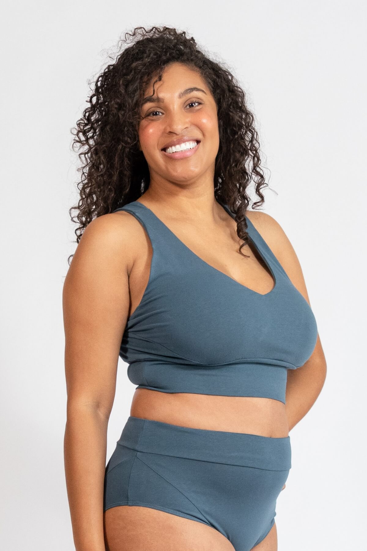 Organic Cotton Bralette - French Blue
