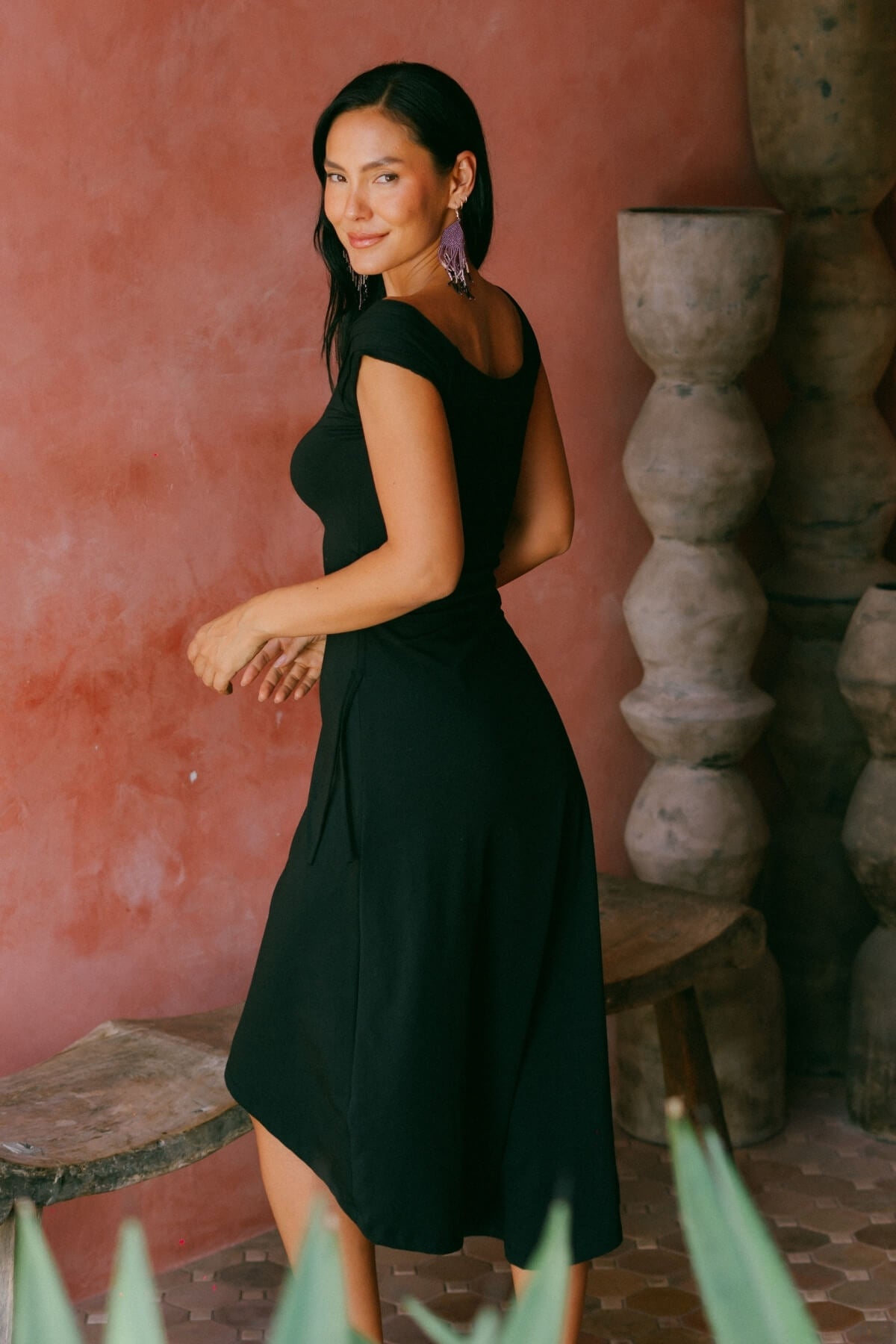 Asymmetrical organic cotton dress - flattering dress for women