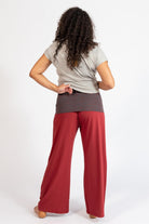 Organic cotton fold down waist pants for women - rear view