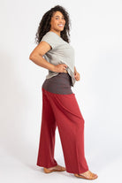 Organic cotton fold down waist pants for women - right side view