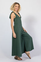 Organic cotton palazzo leg jumpsuit for women - right side view