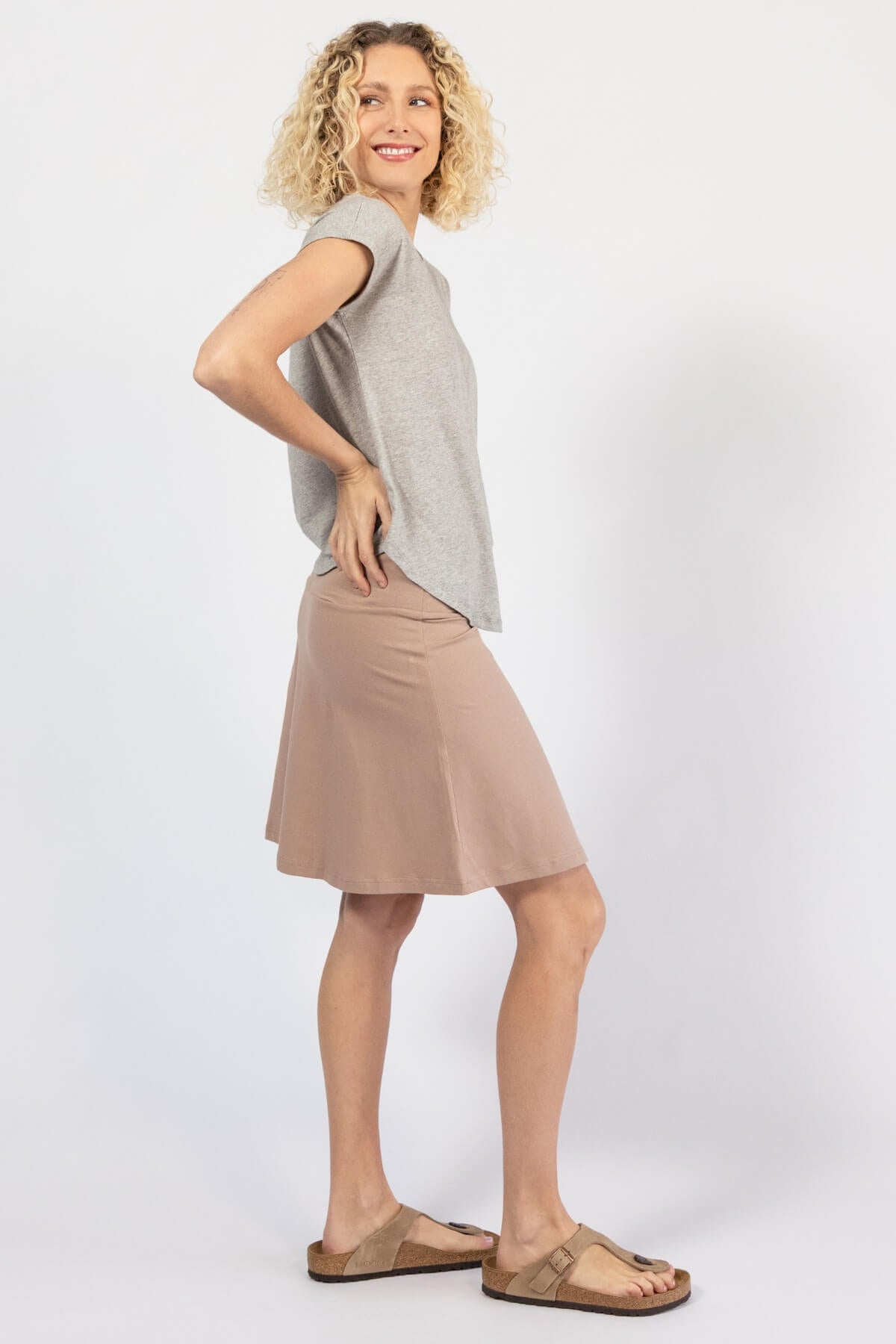 Organic cotton mid length skirt for women - right side view