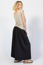 Organic cotton wide leg pants with fold over waist - right side view