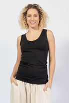 Ethical organic cotton singlet tops for women – black