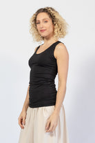 Ethical organic cotton singlet tops for women – left side view