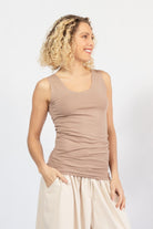 Organic cotton singlet tops for women – right side view