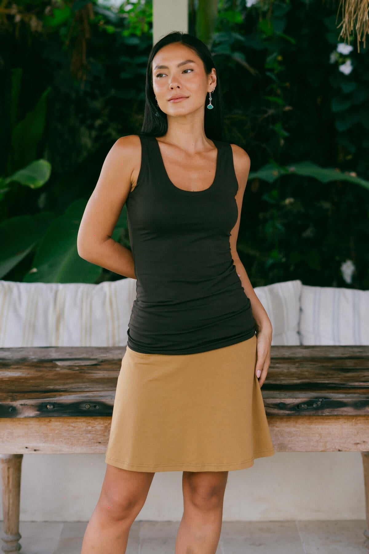 Organic cotton everyday midi skirts - slip on everyday skirt