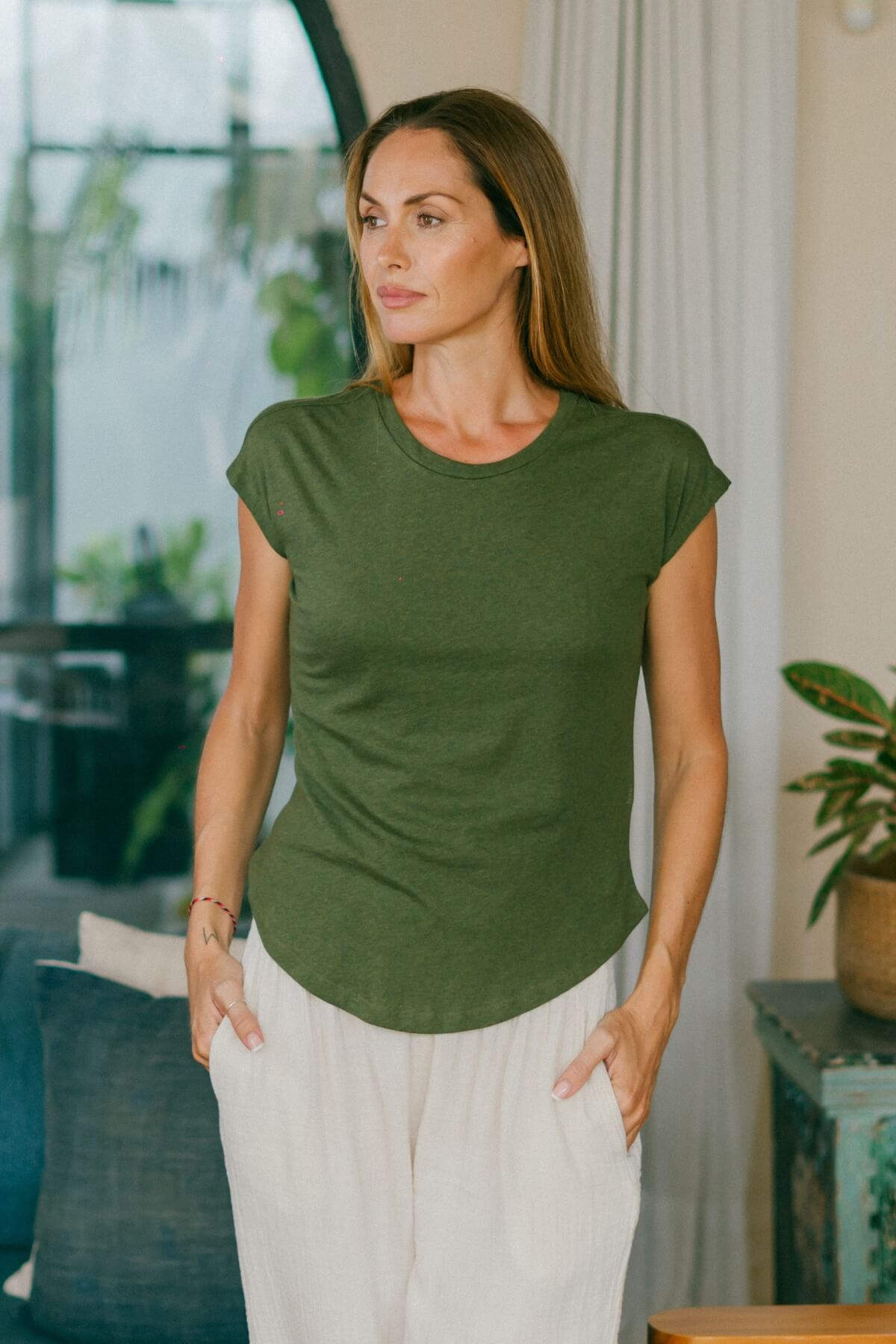 Surya Organic Cotton Basic Tee for women - on location in Nepal