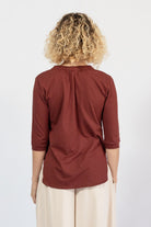 Organic cotton three quarter sleeve top for women – rear view