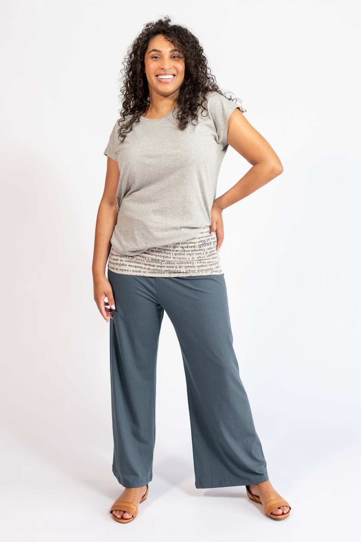 Organic cotton turn over waist pants for women