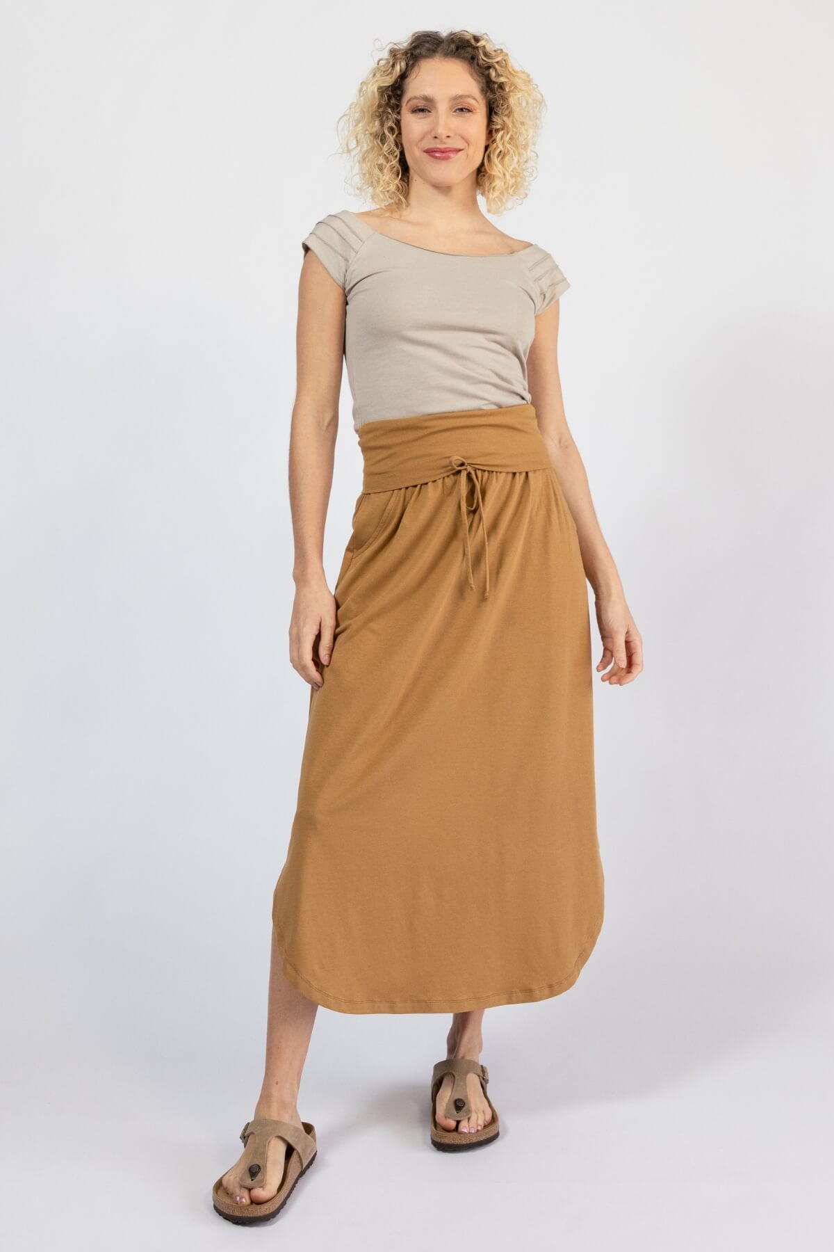 Surya Organic cotton fold over waist skirt - peanut