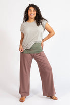Organic cotton turn over waist pants for women - dusty mauve colour