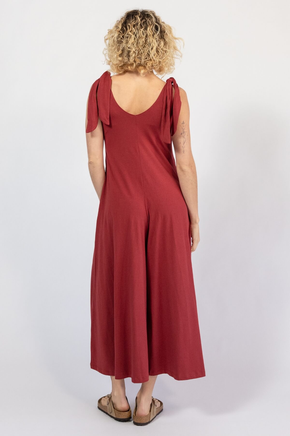 Organic cotton wide leg jumpsuit for women - rear view