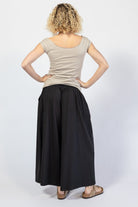 Organic cotton wide leg pants with fold over waist - rear view