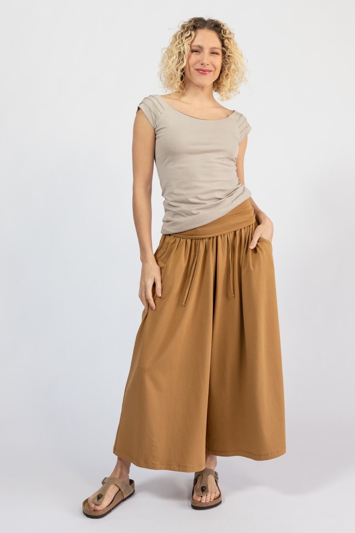 Organic cotton wide leg palazzo pants for women