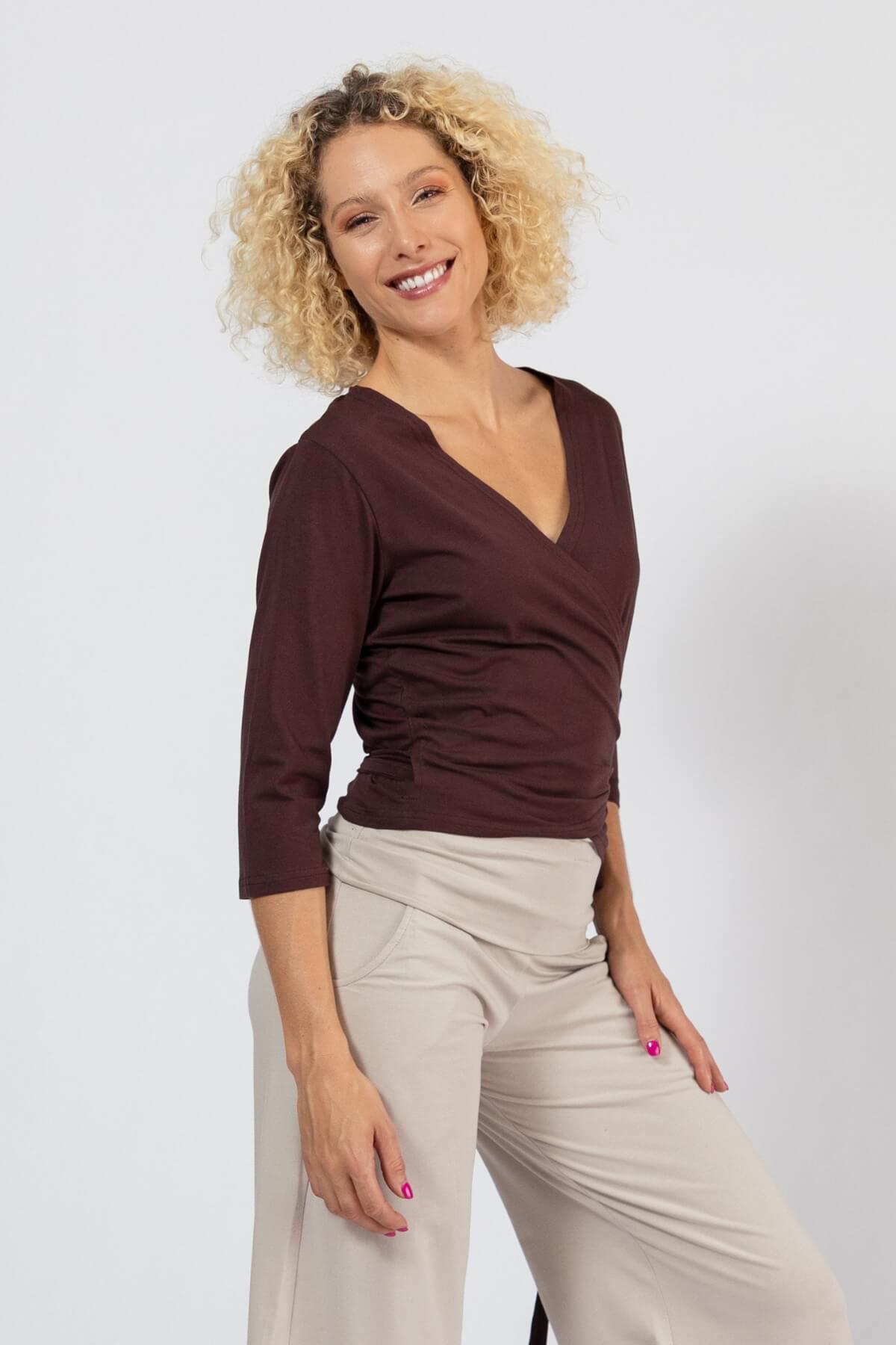 Organic  Cotton Wrap Top for Women - right side view