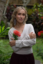 Organic Cotton Long Sleeve Wrap Top for Women