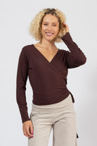 Organic Cotton Long Sleeve Wrap Top - ethically made in Nepal