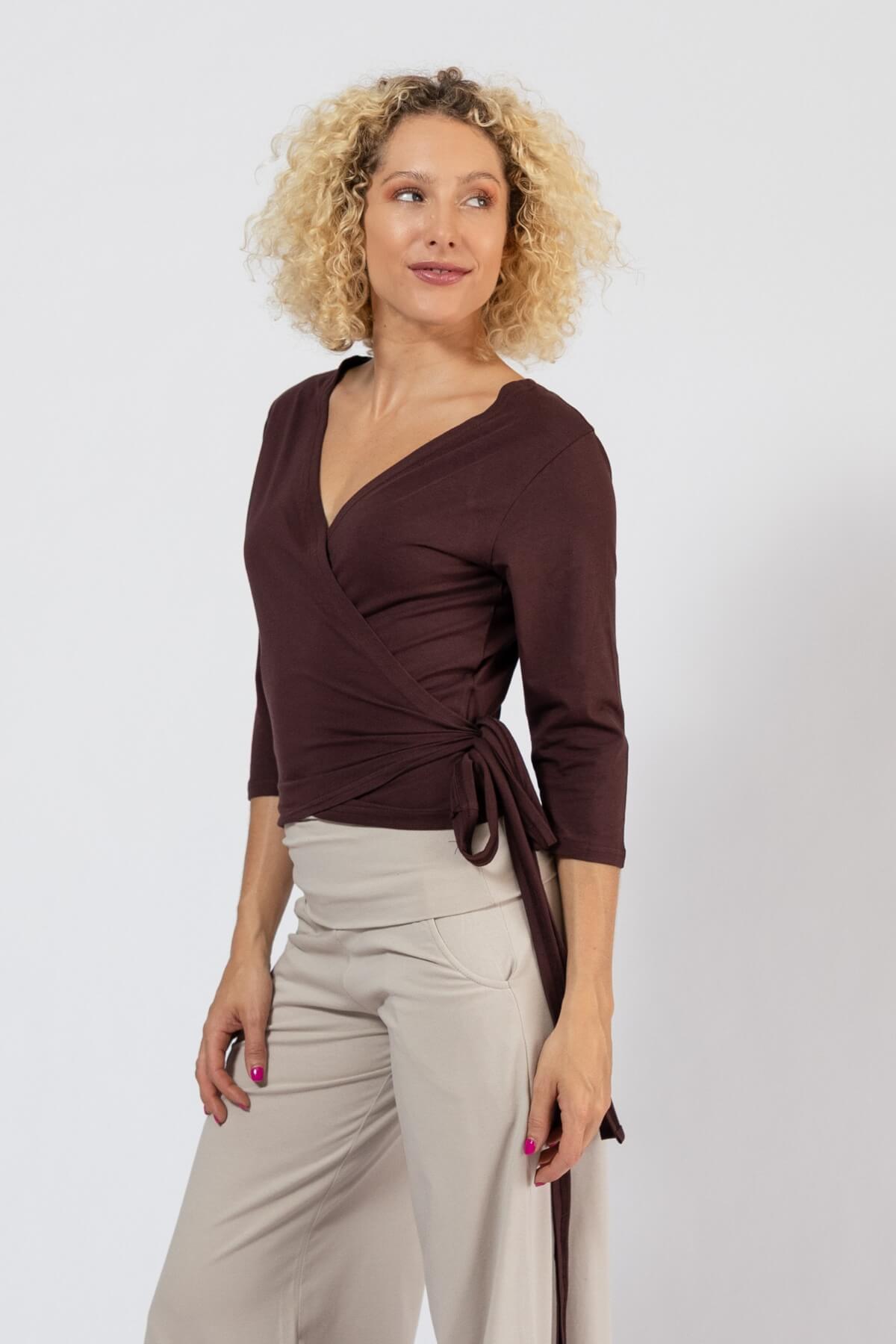 Organic  Cotton Wrap Top for Women - left view